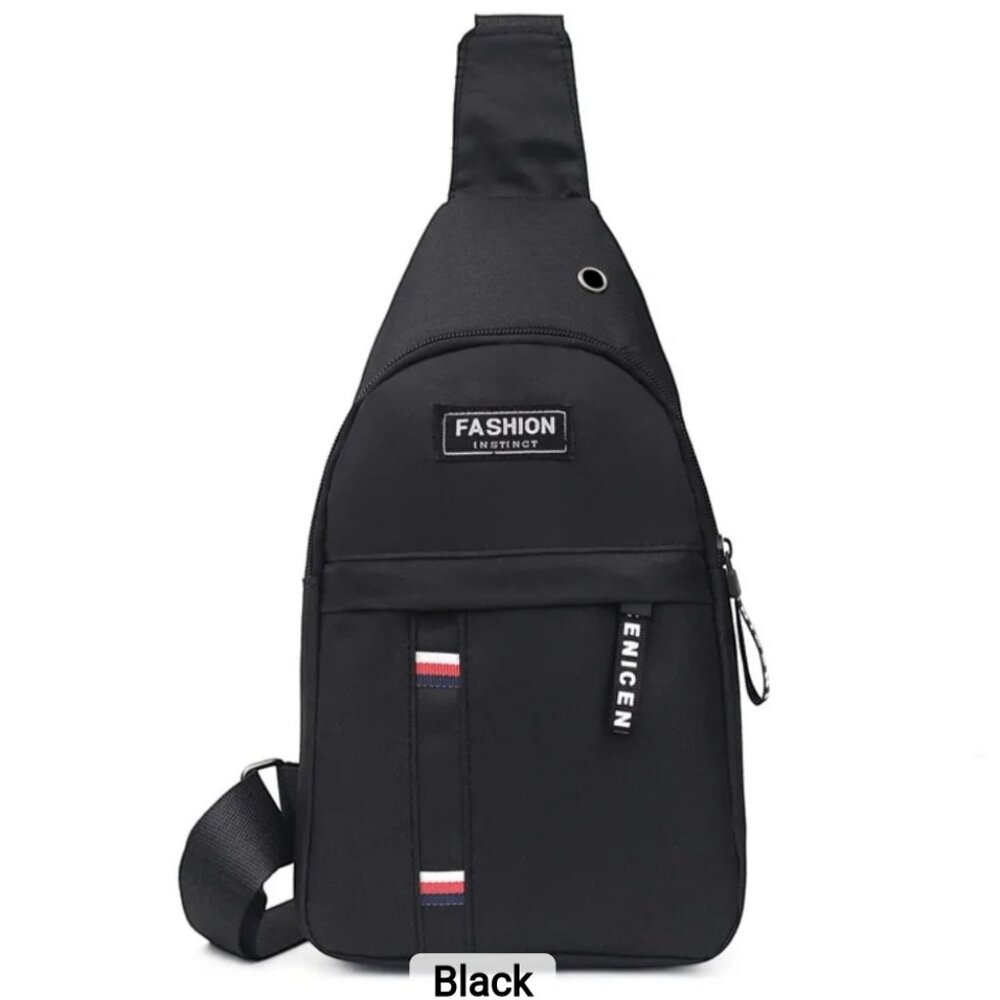 Black Sling Shoulder Bag Nylon Chest Pack Crossbody Travel Mini Phone Packet